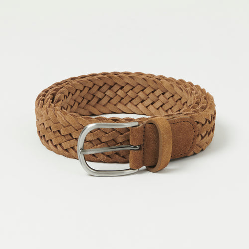 Anderson's Woven Suede 3.5cm Belt - Tan