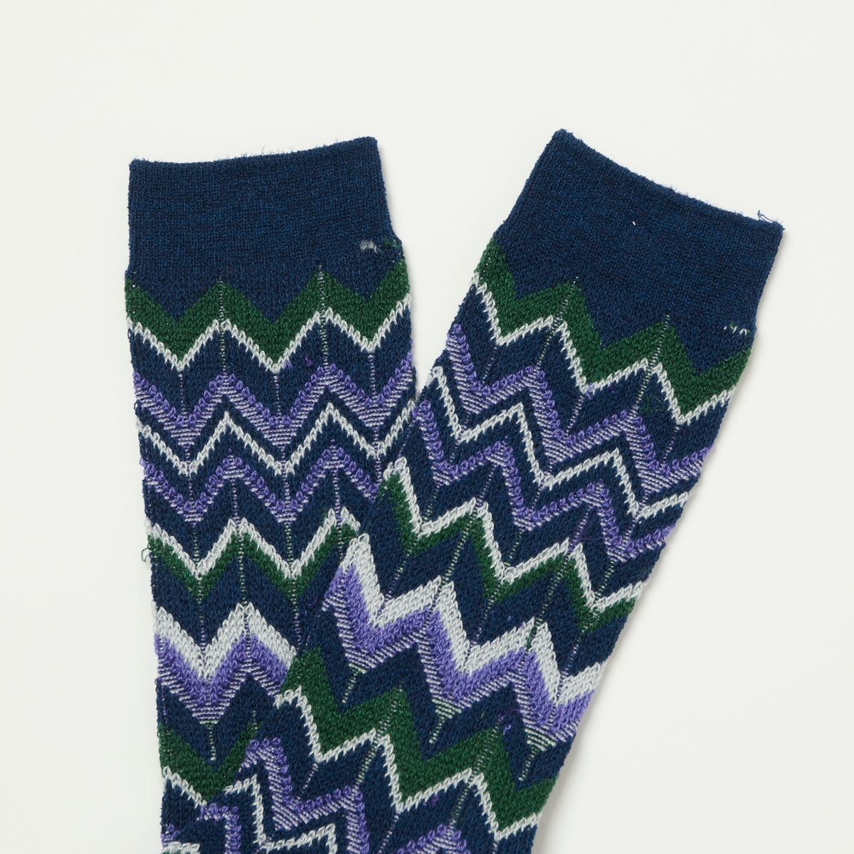 Anonymous Ism Modern Herringbone Crew Sock - Navy