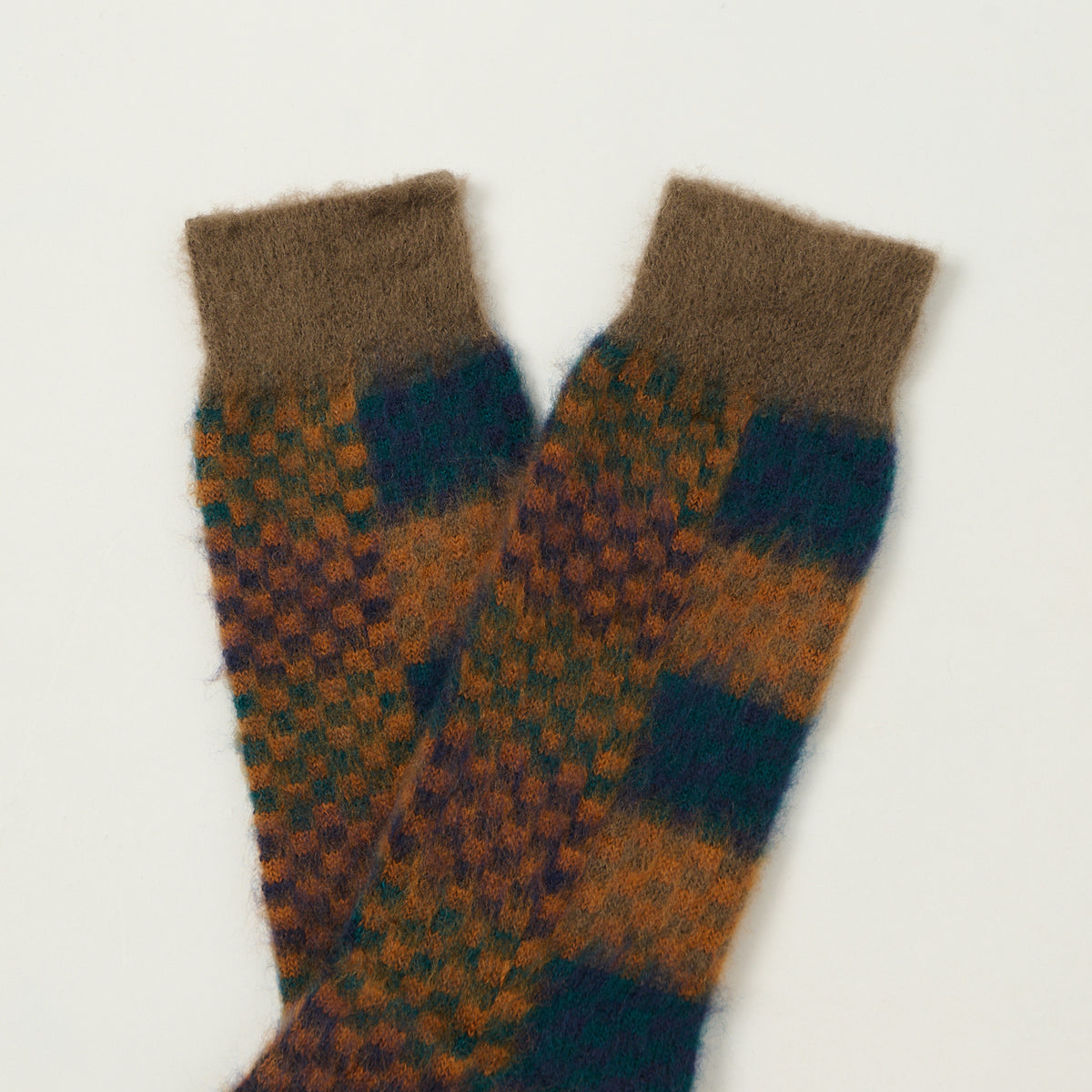 Anonymous Ism Napping Checker Crew Sock - Brown