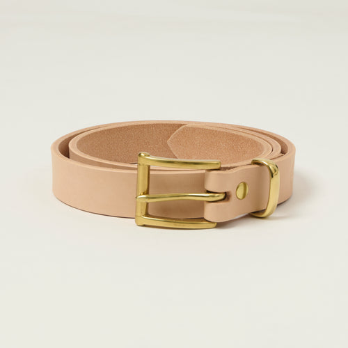 Barnes & Moore Slim Belt - Natural/Brass
