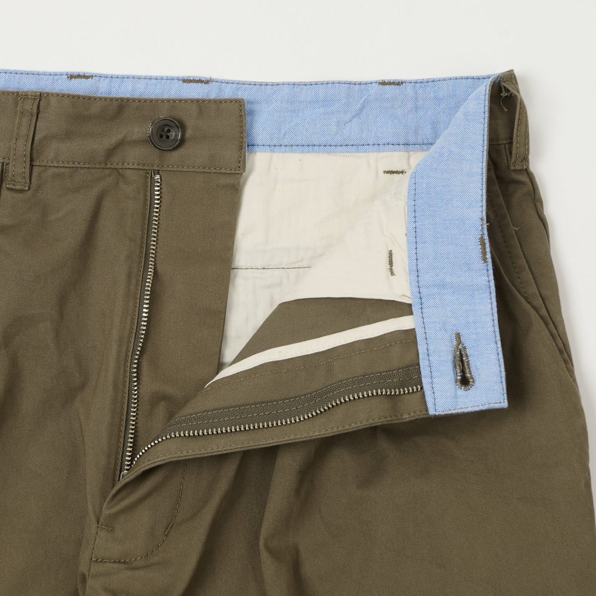 Beams Plus Double Pleat Twill Trousers - Olive