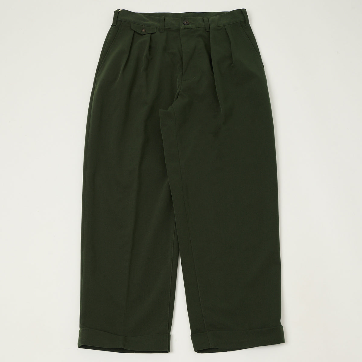 Beams Plus Double Pleat Trousers - Green