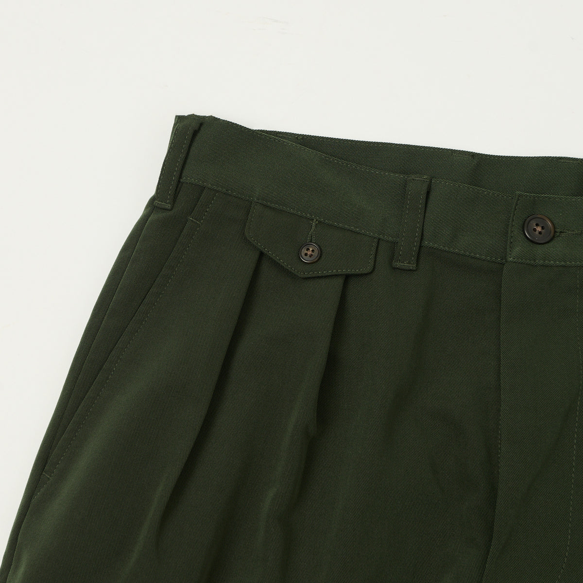 Beams Plus Double Pleat Trousers - Green