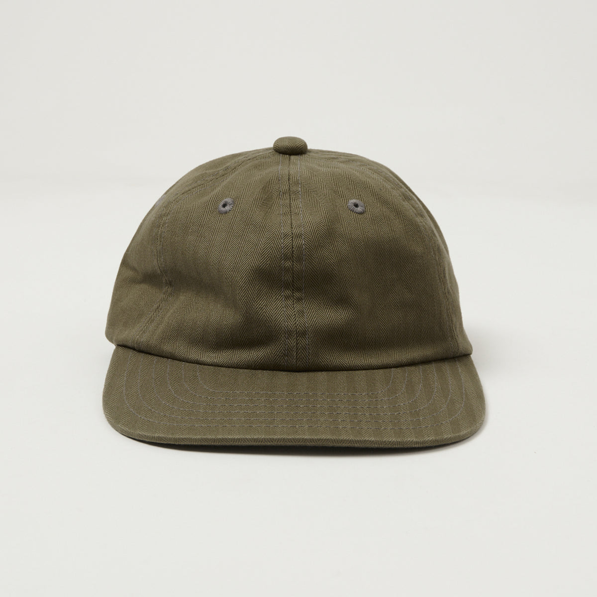 Beams Plus Herringbone Twill Six Panel Baseball Cap - Olive