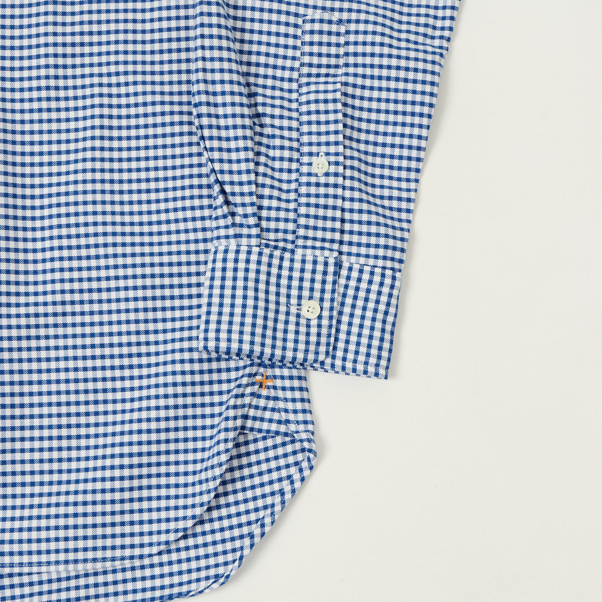 Beams Plus Button Down Gingham Oxford Shirt - Blue