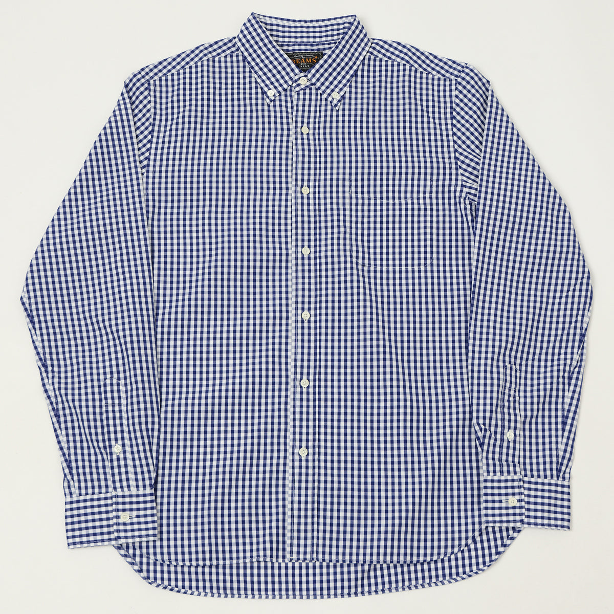 Beams Plus Superfine Button Down Gingham Shirt - Blue