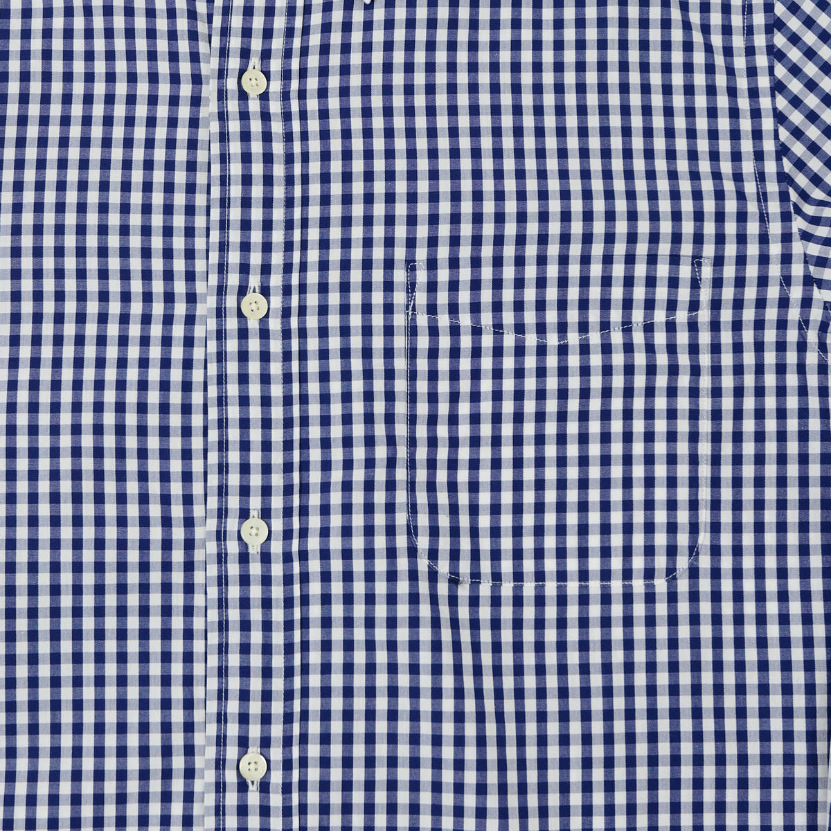 Beams Plus Superfine Button Down Gingham Shirt - Blue