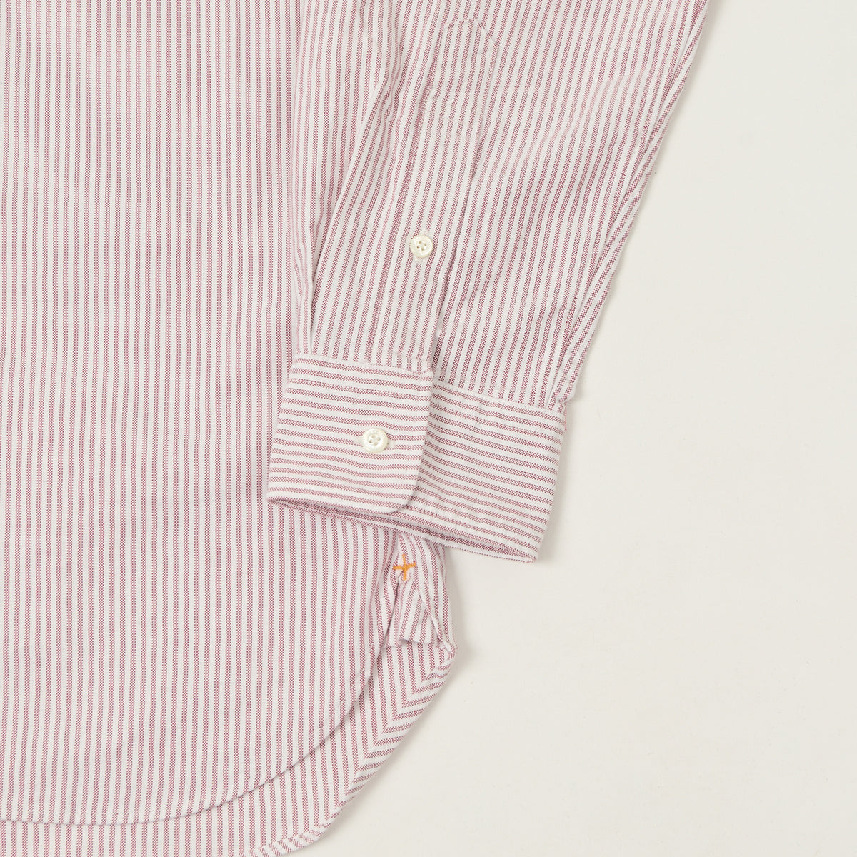 Beams Plus Button Down 'Candy Stripe' Oxford Shirt - Wine
