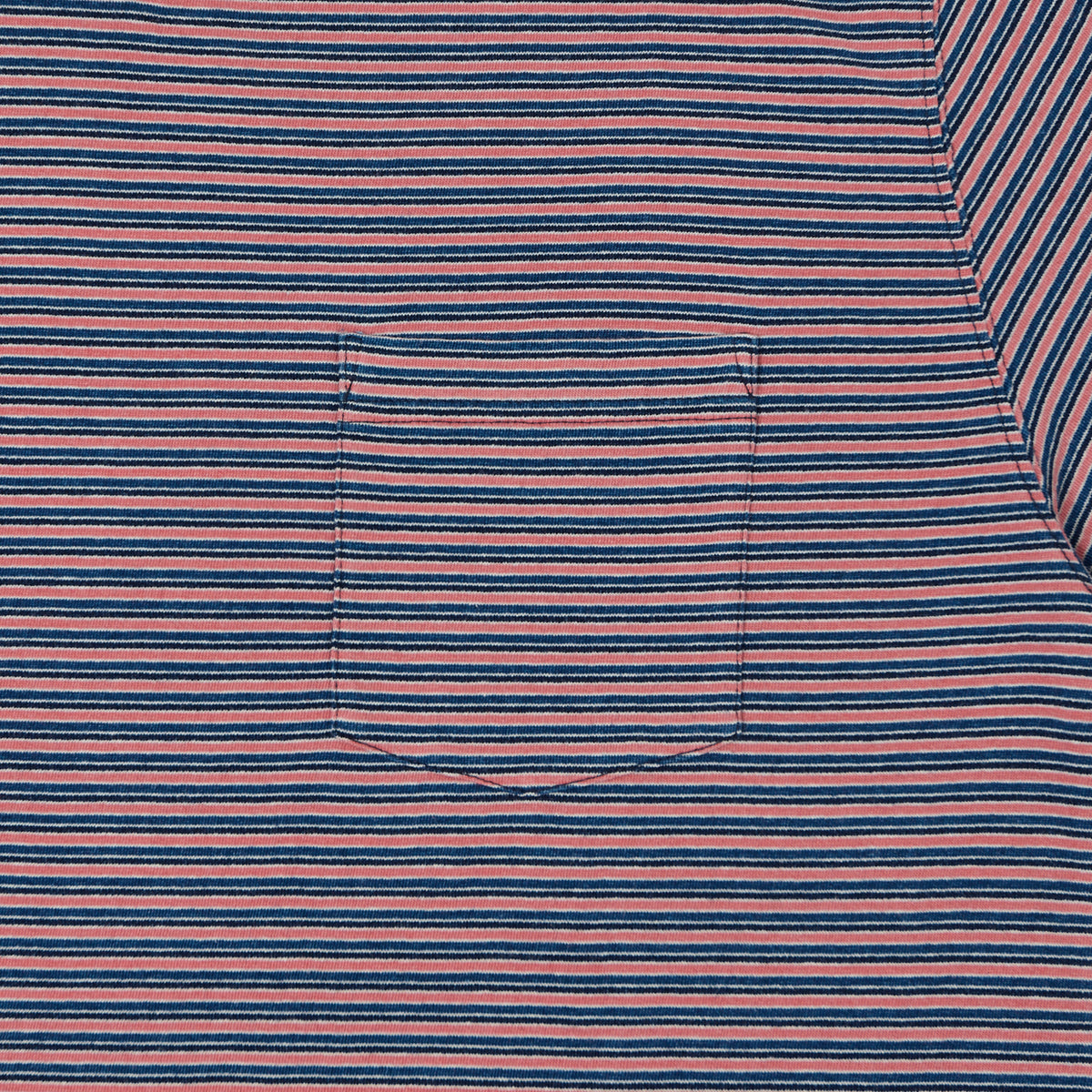 Beams Plus Stripe Pocket T-Shirt - Indigo/Red