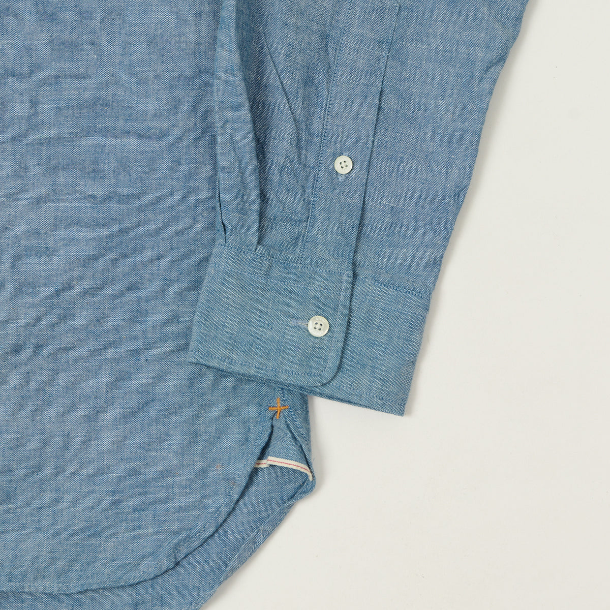Beams Plus Button Down Chambray Shirt - Light Indigo