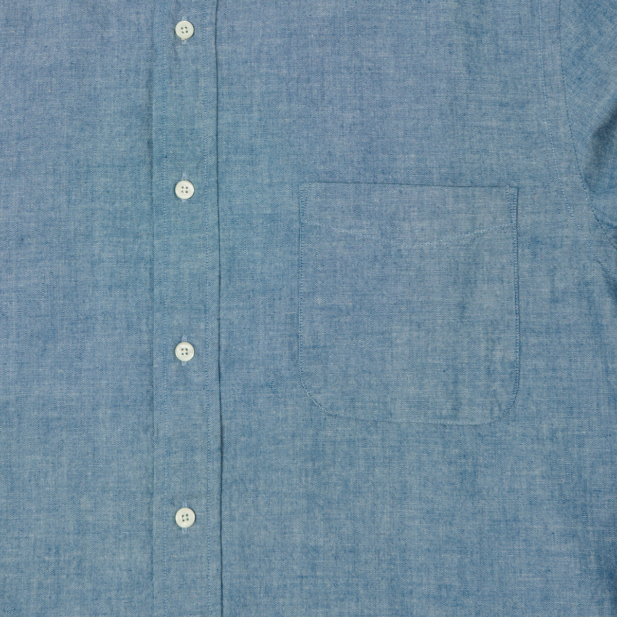 Beams Plus Button Down Chambray Shirt - Light Indigo