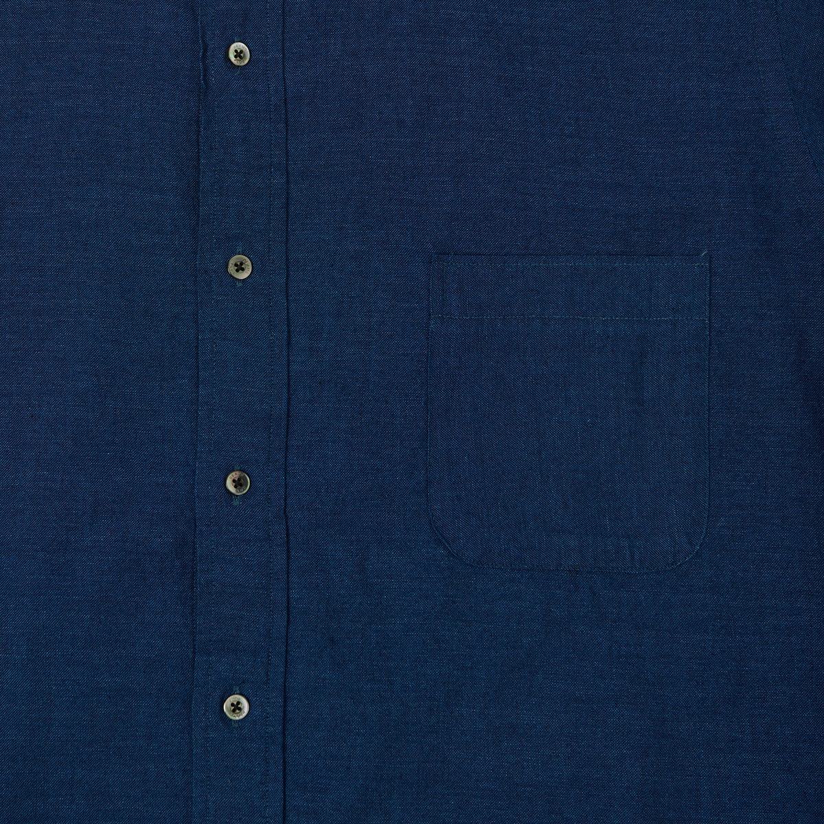 Beams Plus Band Collar Chambray Shirt - Indigo