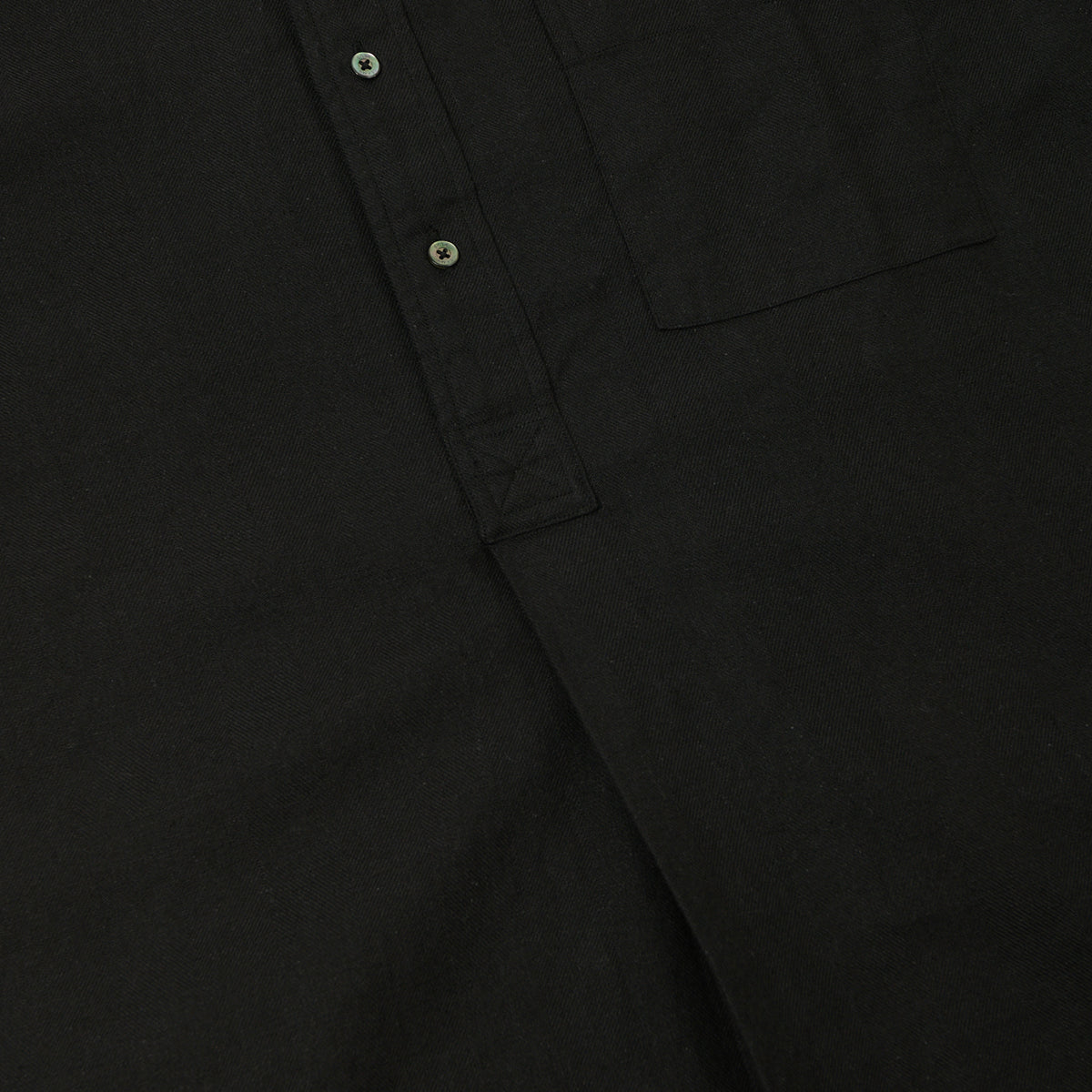 Beams Plus Herringbone Twill Band Collar Pullover Shirt - Black