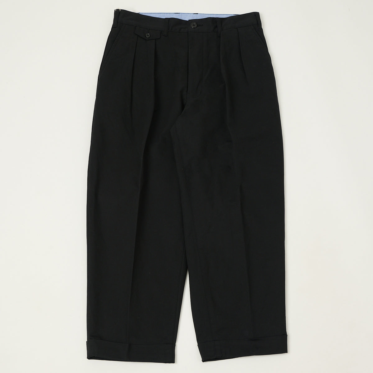 Beams Plus Double Pleat Twill Trousers - Black