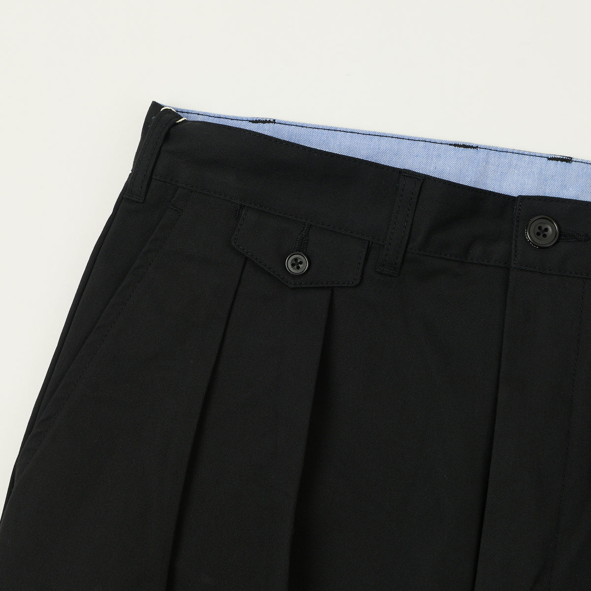 Beams Plus Double Pleat Twill Trousers - Black