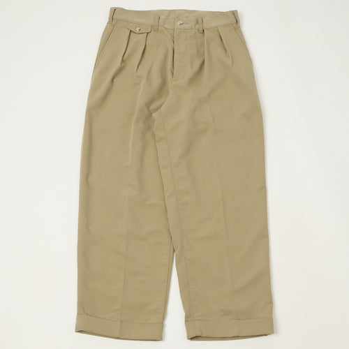 Beams Plus Double Pleat Trousers - Sand