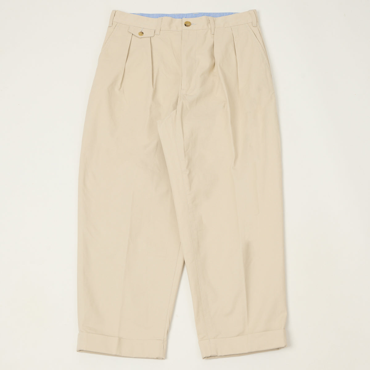 Beams Plus Double Pleat Twill Trousers - Cement