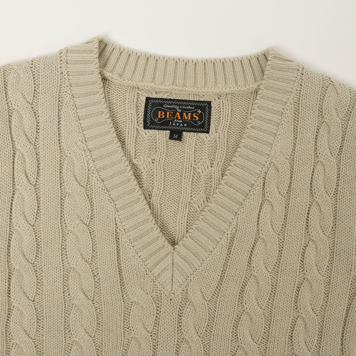 Beams Plus Cable Knit Vest - Grey