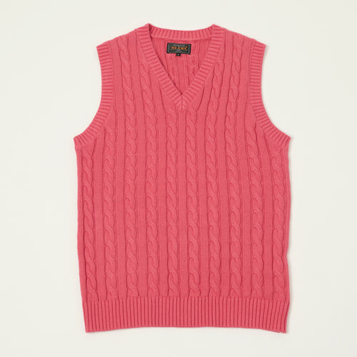 Beams Plus Cable Knit Vest - Red