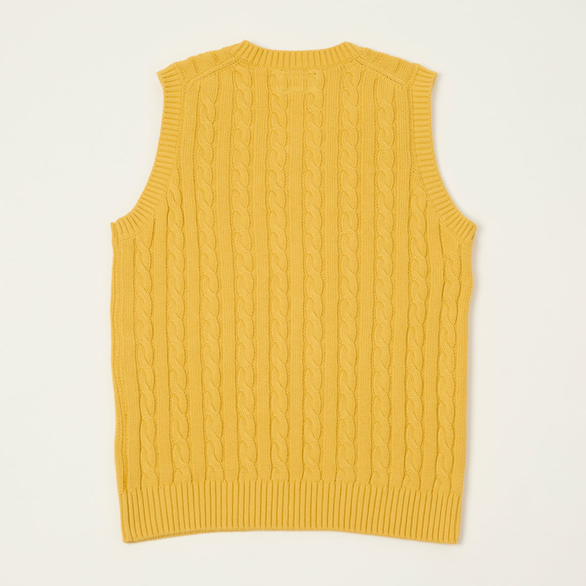 Beams Plus Cable Knit Vest - Yellow