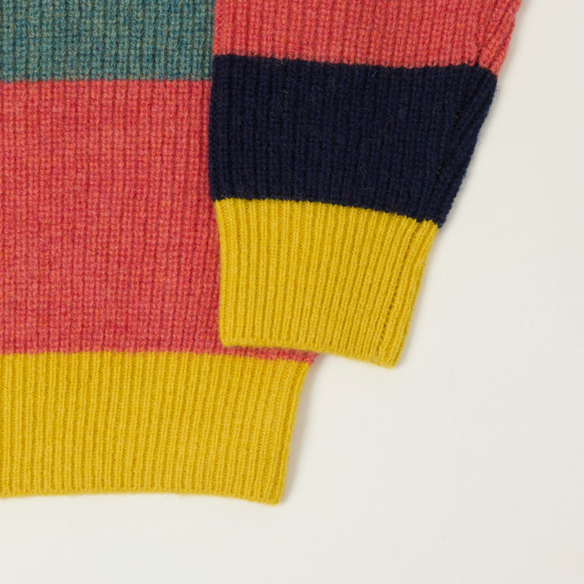 Beams Plus Multi Stripe Jumper - Yellow/Grey