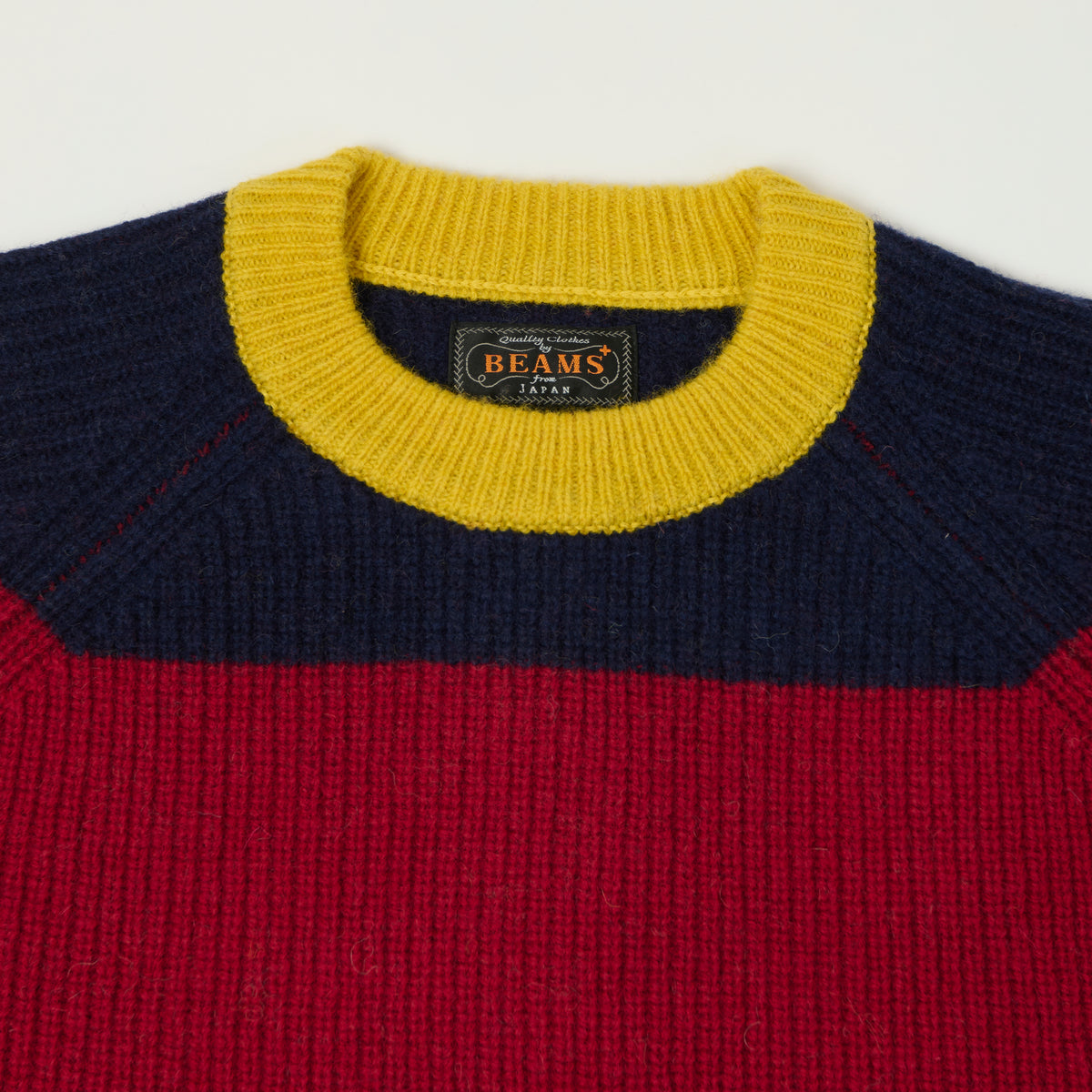 Beams Plus Multi Stripe Jumper - Yellow/Grey