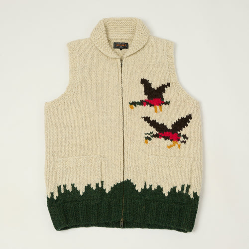 Beams Plus Shawl Collar Duck 'Cowichan' Vest - Beige