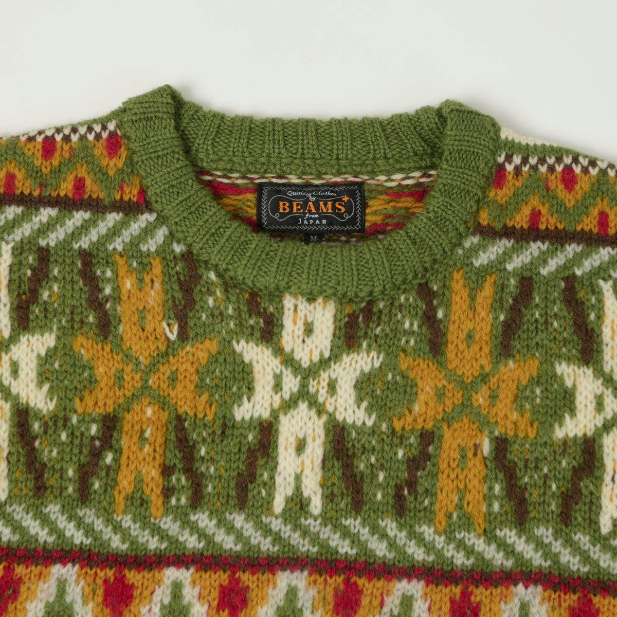 Beams Plus Fair Isle Jumper - Green