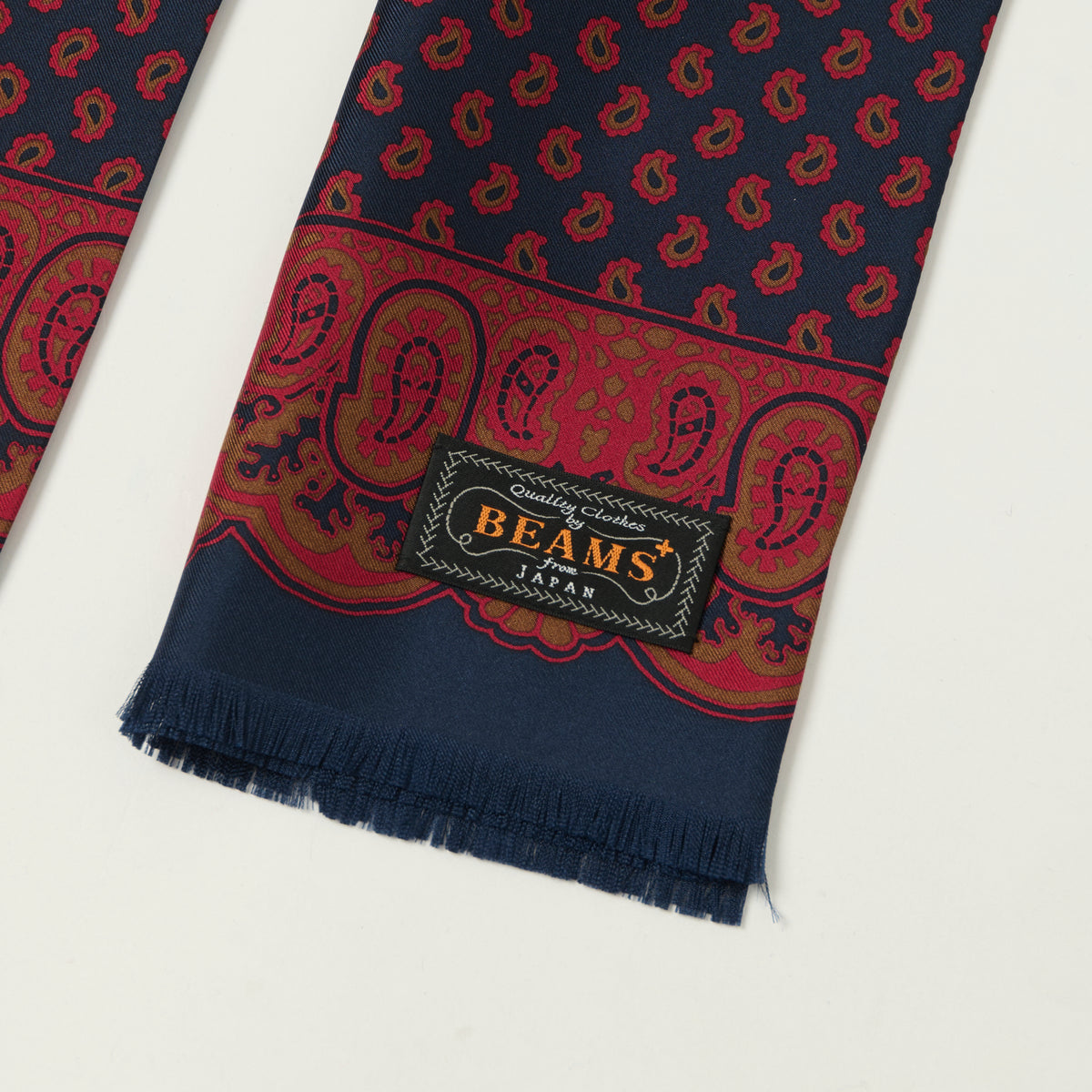 Beams Plus Geometric Print Silk Scarf - Navy
