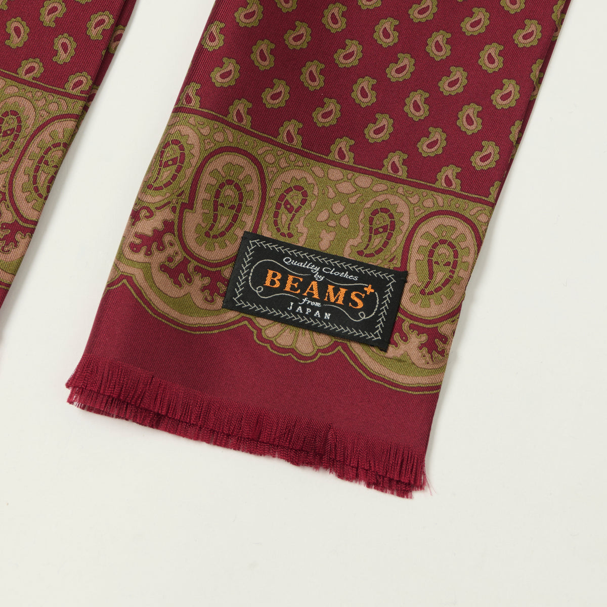 Beams Plus Geometric Print Silk Scarf - Wine