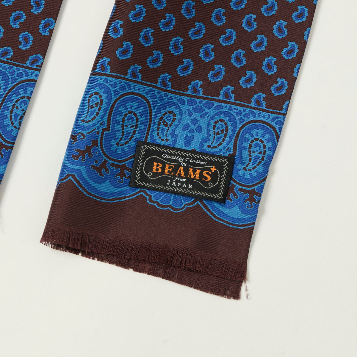 Beams Plus Geometric Print Silk Scarf - Brown