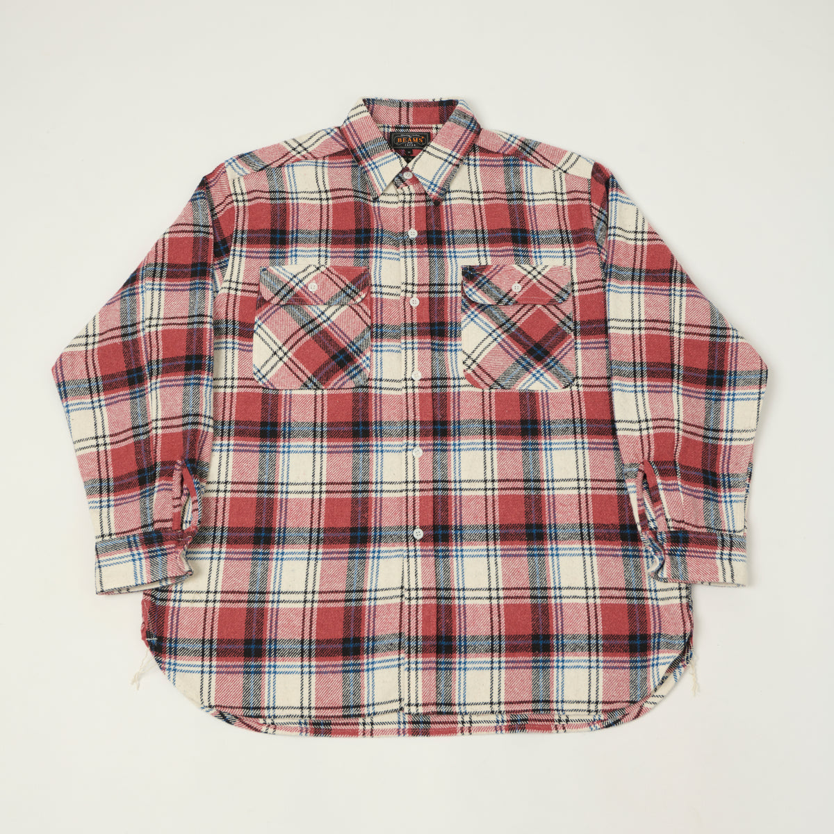 Beams Plus 'Jazz Nep' Plaid Flannel Shirt - Pink