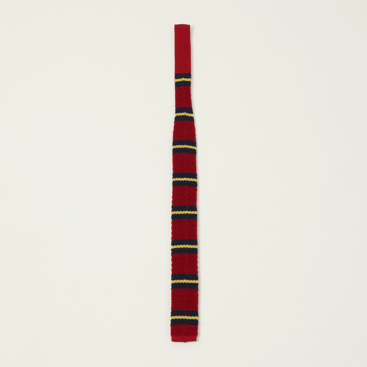 Beams Plus Striped Knitted Tie - Red