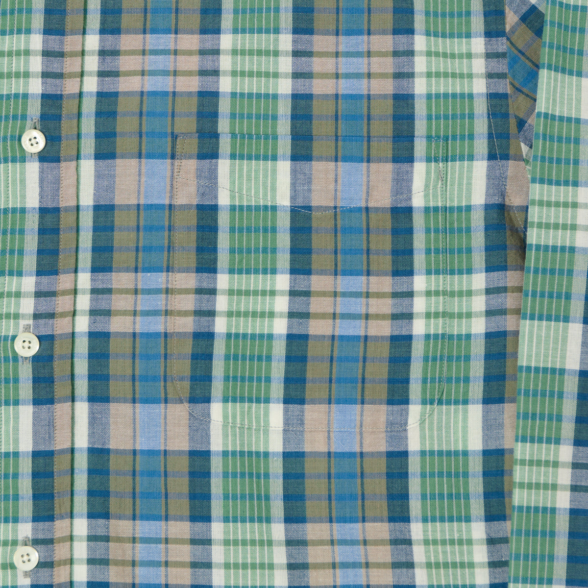 Beams Plus Madras Button Down Shirt - Blue