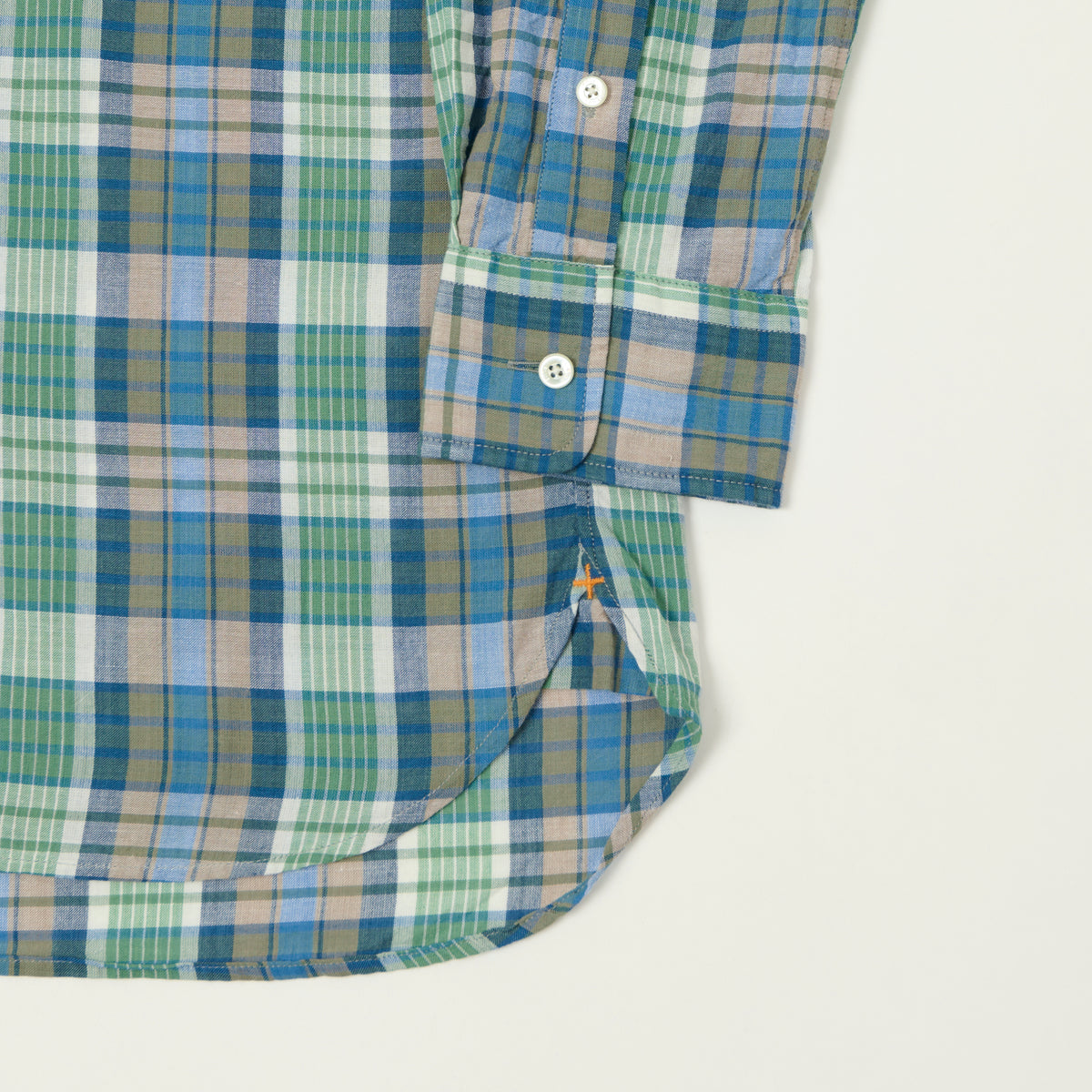 Beams Plus Madras Button Down Shirt - Blue