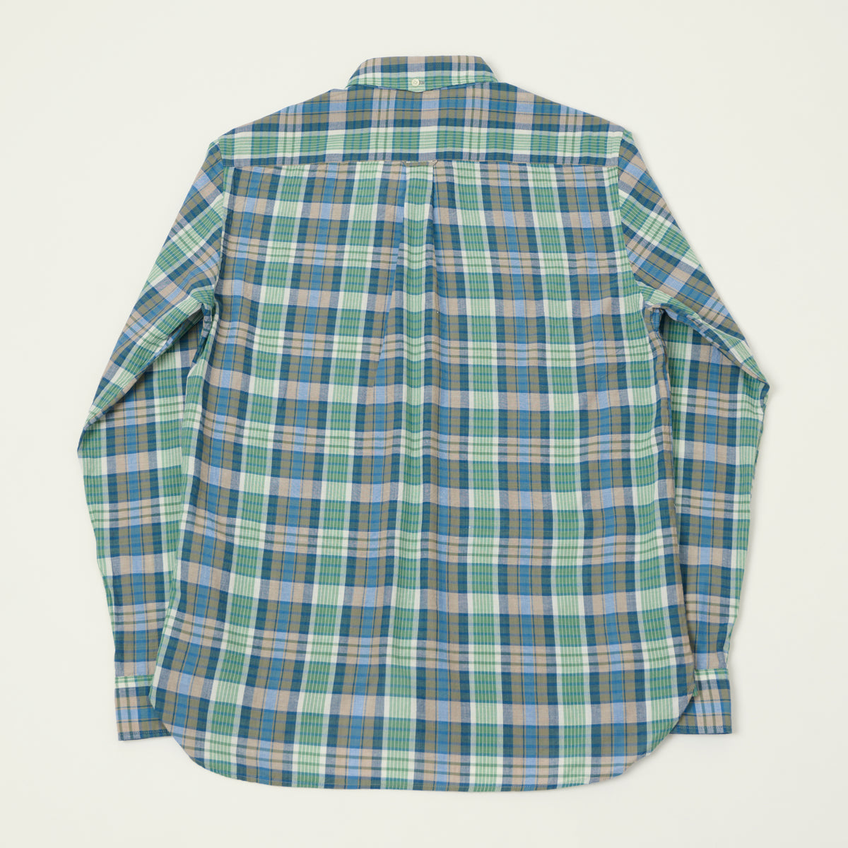 Beams Plus Madras Button Down Shirt - Blue