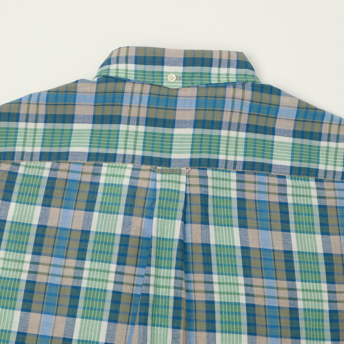 Beams Plus Madras Button Down Shirt - Blue