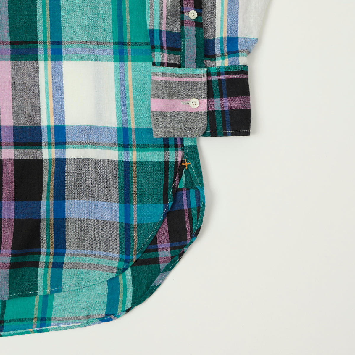 Beams Plus Madras Button Down Shirt - Green
