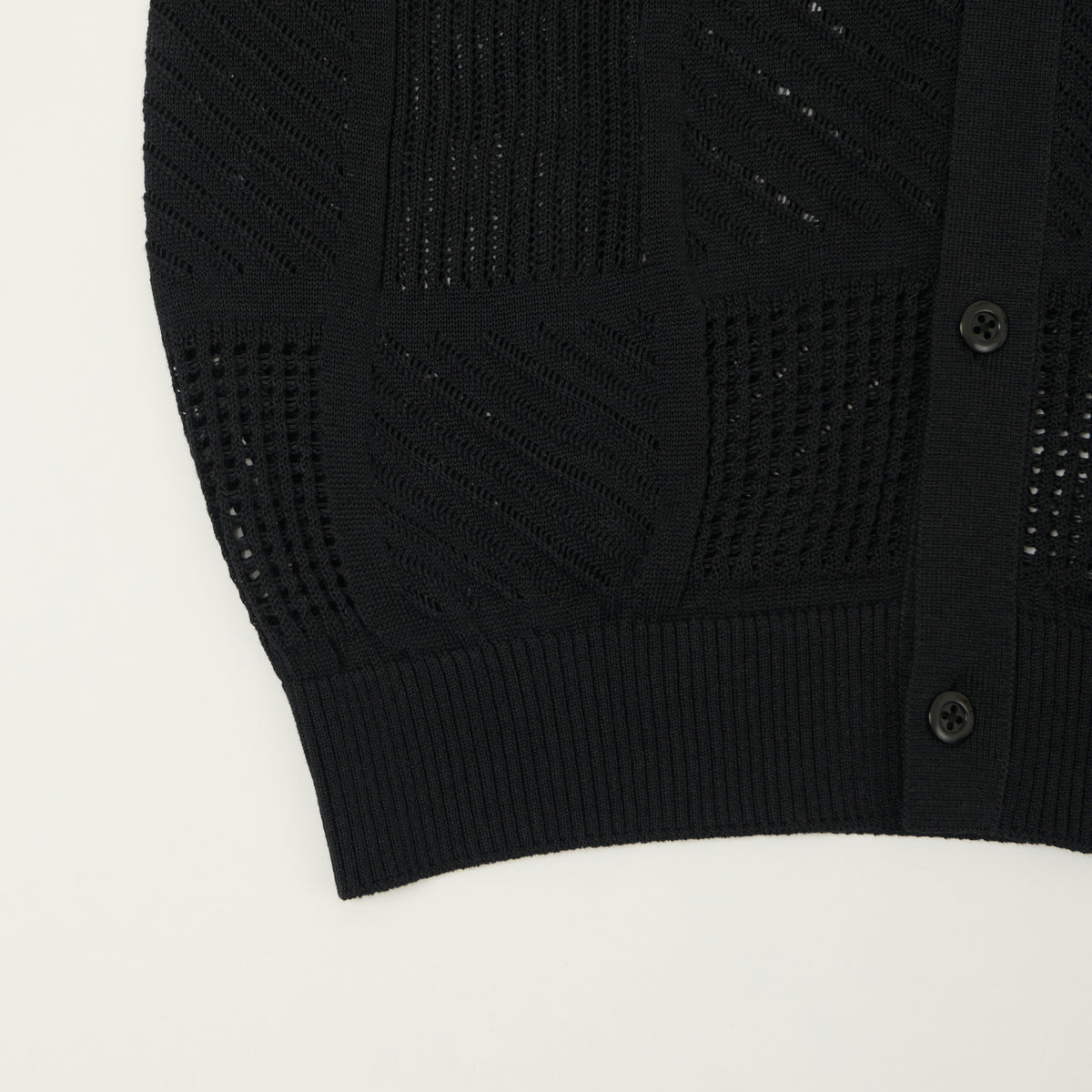 Beams Plus Open Knit Short Sleeve Shirt - Black