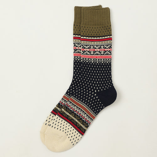 Beams Plus Nordic Socks - Navy/Khaki