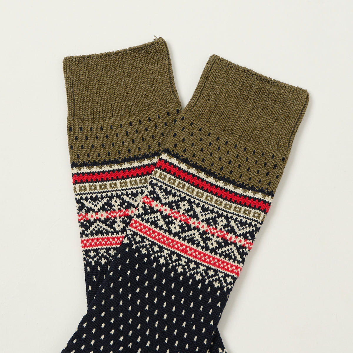 Beams Plus Nordic Socks - Navy/Khaki