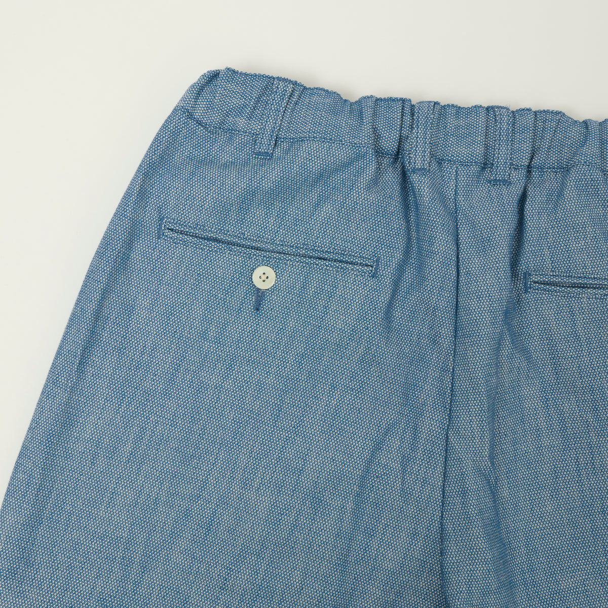 Beams Plus Low Tension Oxford Cloth Pleated Trousers - Light Indigo
