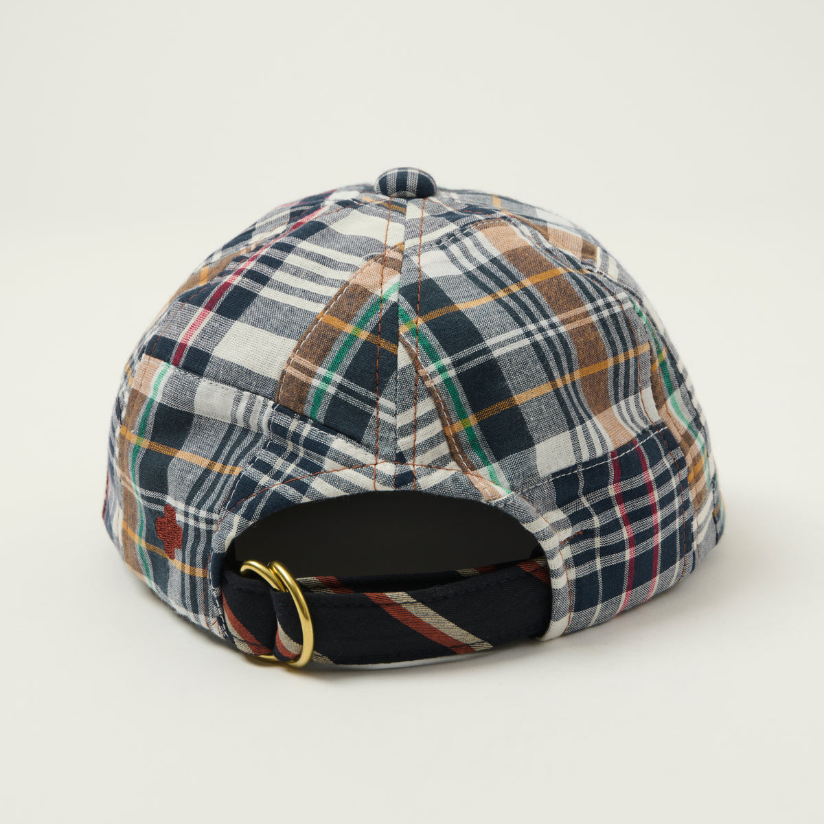 Beams Plus 6-Panel Patchwork Madras Baseball Cap - Navy