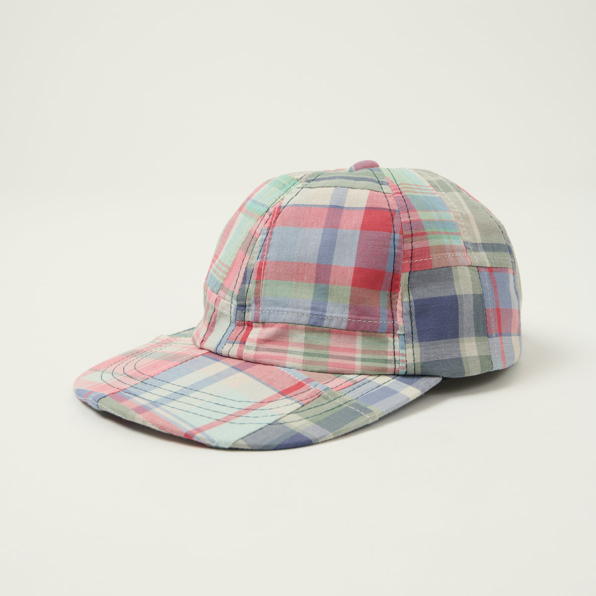 Beams Plus 6-Panel Patchwork Madras Baseball Cap - Pink