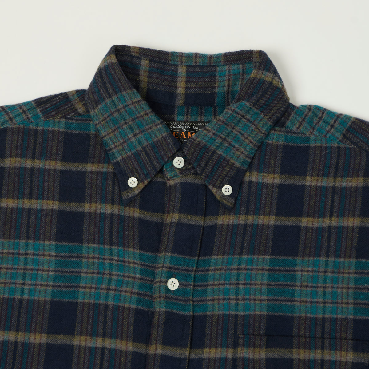 Beams Plus Button Down Plaid Shirt - Blue