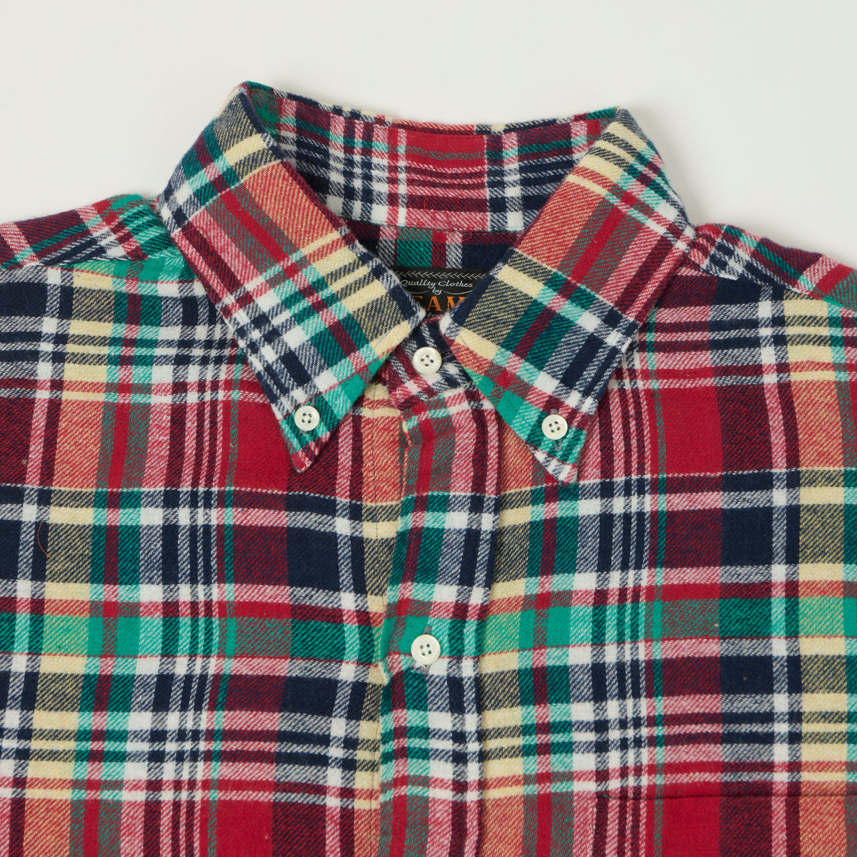 Beams Plus Button Down Plaid Shirt - Red