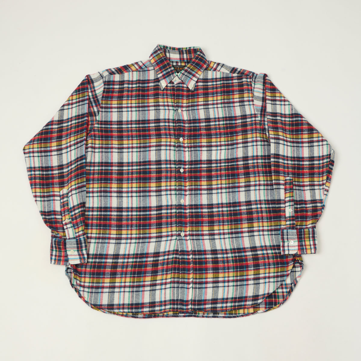 Beams Plus Button Down Plaid Shirt - White/Multi
