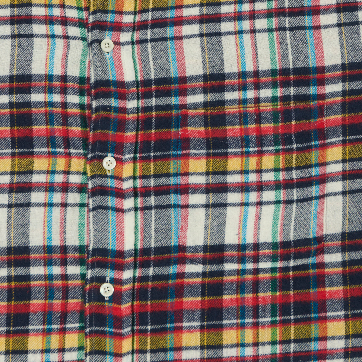 Beams Plus Button Down Plaid Shirt - White/Multi
