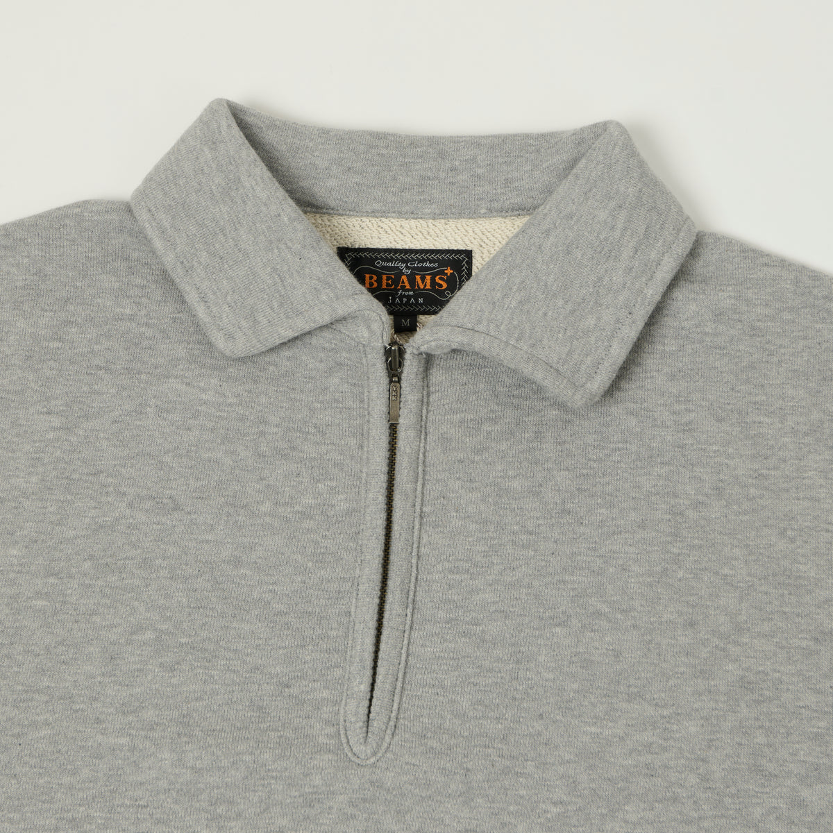 Beams Plus Quarter Zip Sweatshirt - Grey Melange