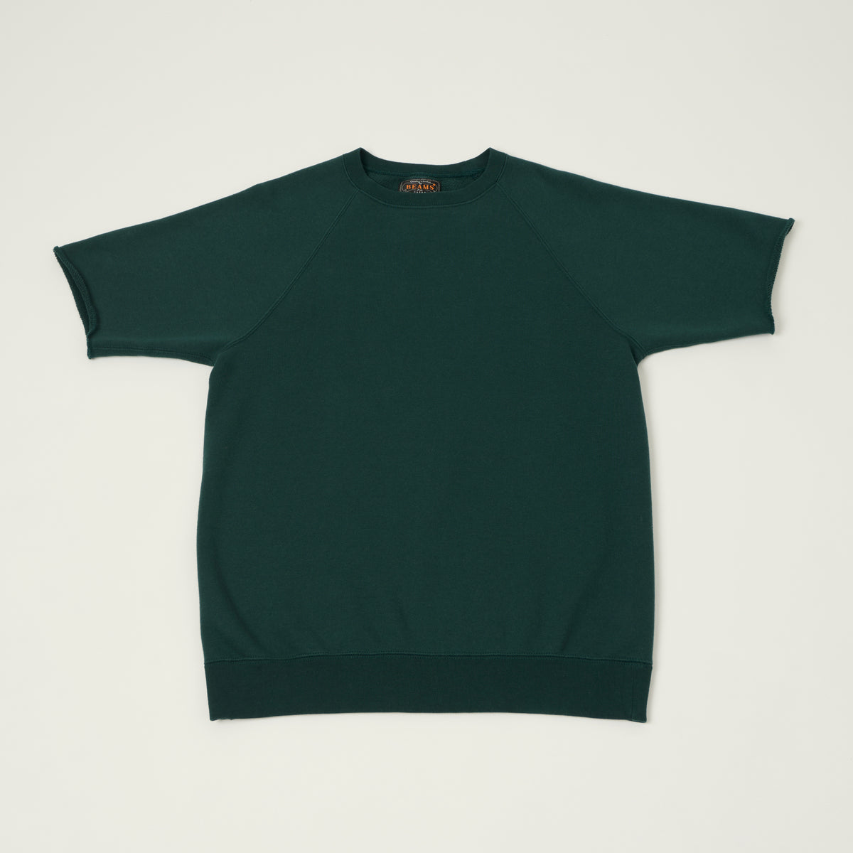 Beams Plus Cut Off Sleeve Raglan Sweatshirt - Dark Green